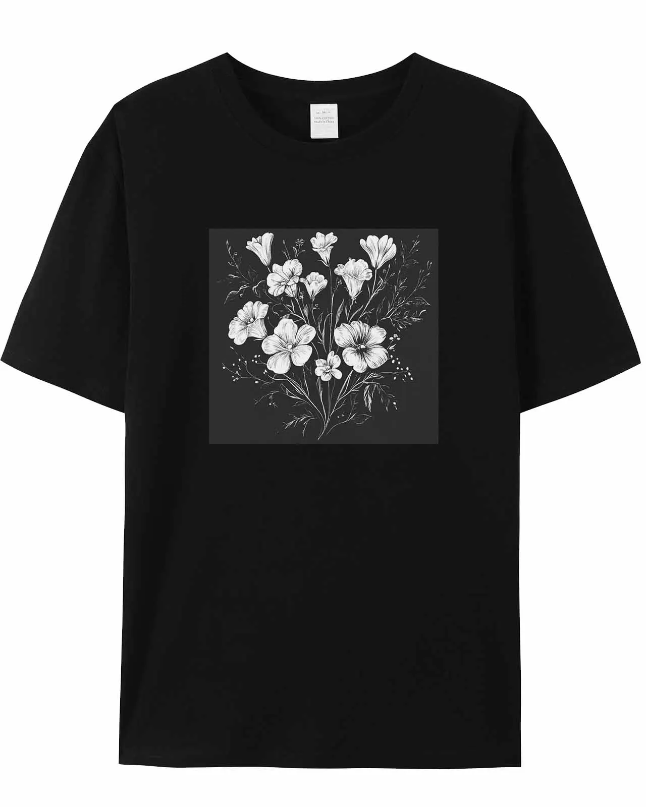 Blumen in Schwarz und Weiß T-Shirt Liebhaber Geschenk Sweatshirt Fitness T-Shirt Kurzarm O-Ausschnitt Kleidung Tops