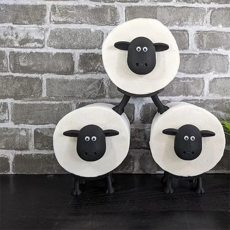 Black Sheep Toilet Roll Holder Funny Resin Sheep Roll Paper Holder Creative Stackable Animal Tissue Organiser