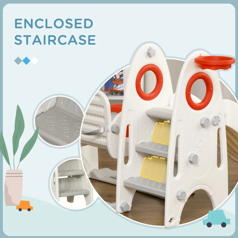 Parco giochi per bambini 4 in 1 per bambini di 1-3 anni, set da gioco per bambini da interno con scivolo, altalena, canestro da basket, scalatore