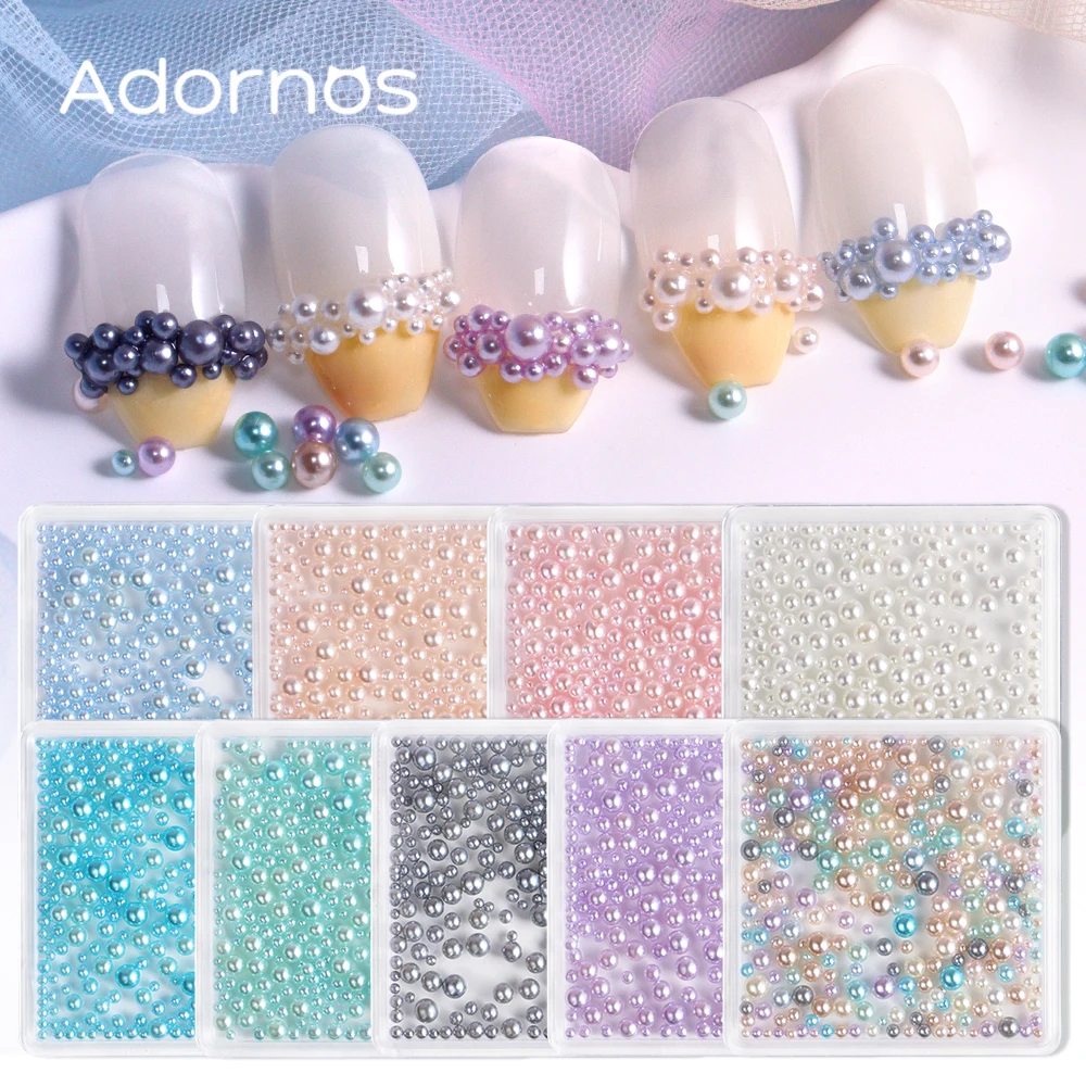 반짝 이는 라운드 진주 네일 아트 액세서리 다채로운 광택 진주 일본 매니큐어 참 오션 버블 비즈 네일 장식 부품