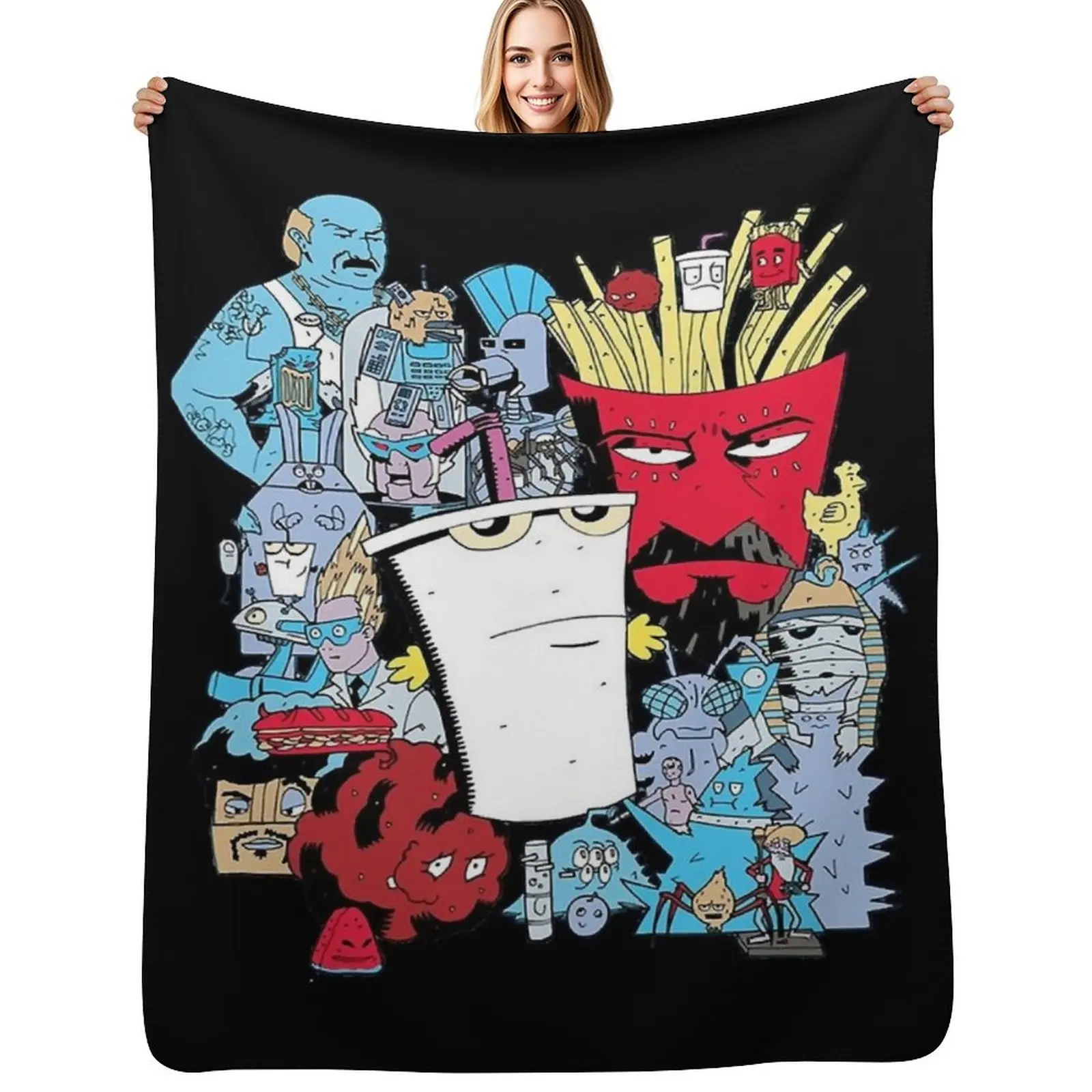 

Aqua Teen Hunger Force Throw Blanket Ultra Soft Flannel Fleece Blanket for All Seasons