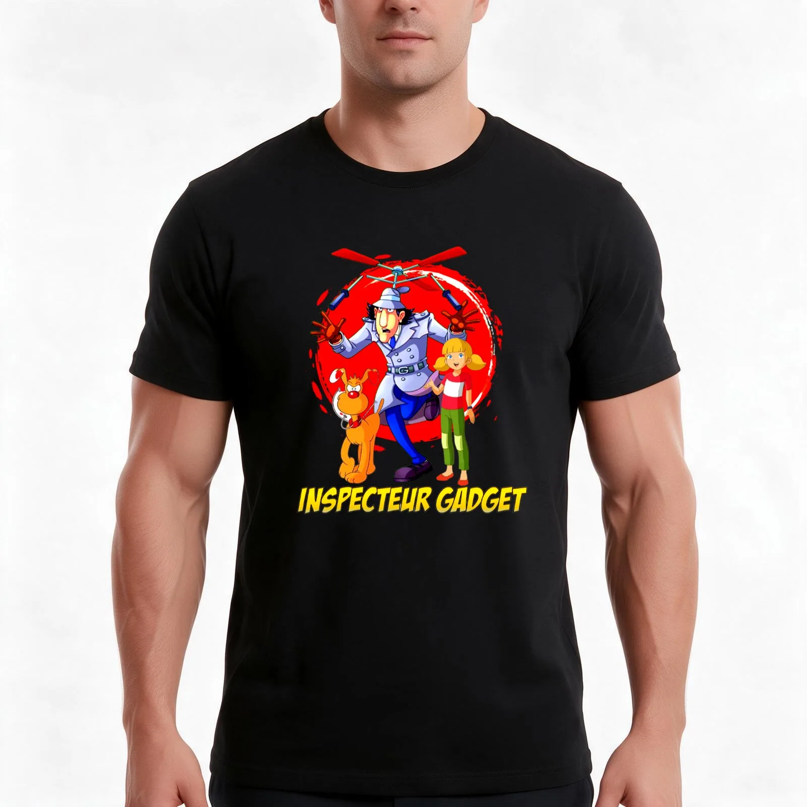 Inspector Gadget T-Shirt, Summer Casual Cotton Tee, Oversized Streetwear Tops, Vintage Graphic Print, Loose Fit Short Sleeve