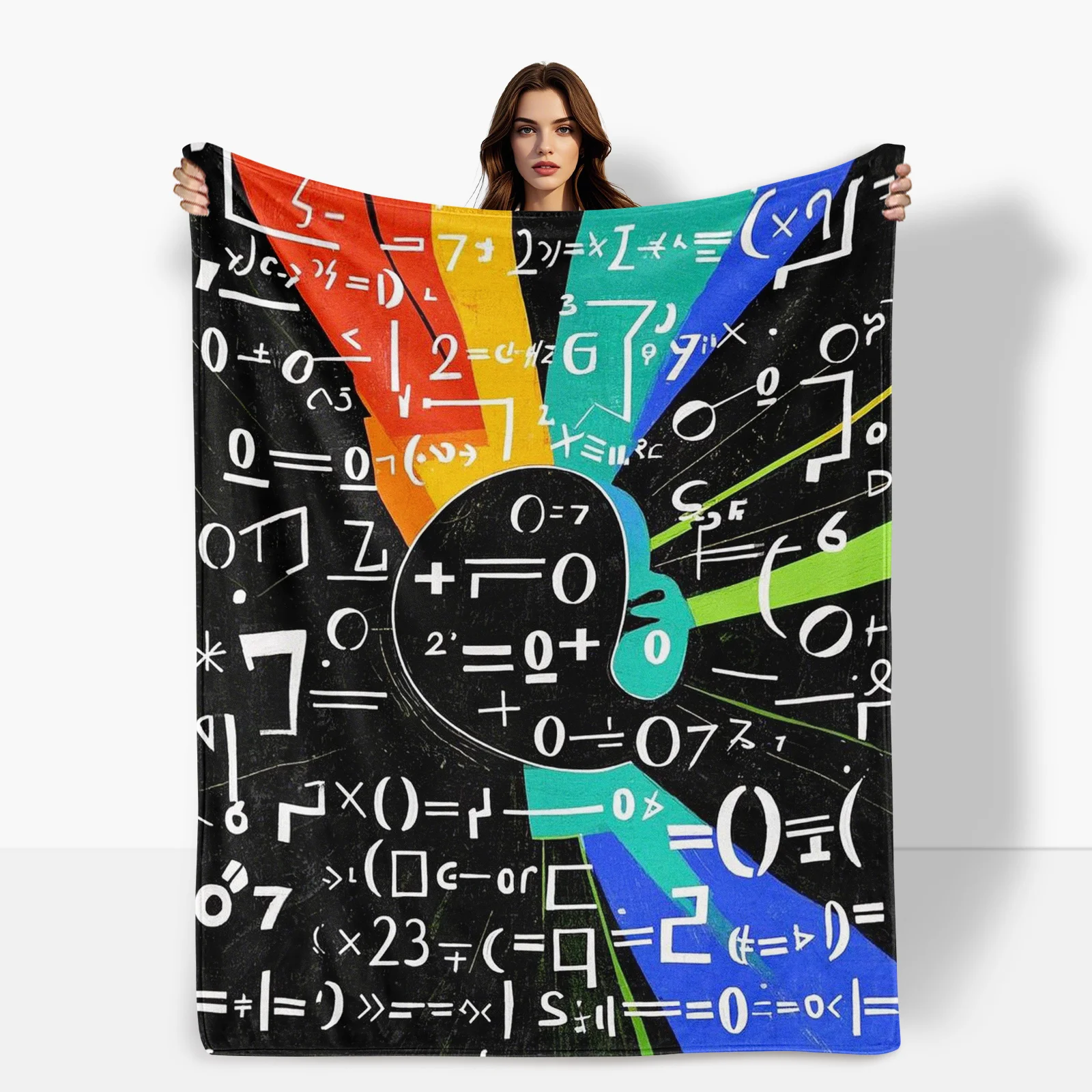 Stylish Colorful Geometric Shapes And Math Formulas Blanket Brings Science And Art Together