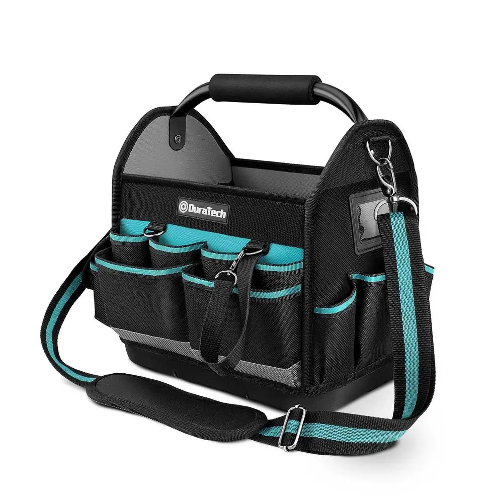 Tool Tote Bag Waterproof Hard Bottom Electrician Storage Wide Mouth Shoulder Carry Handles Professional Maintenance Tools Bag