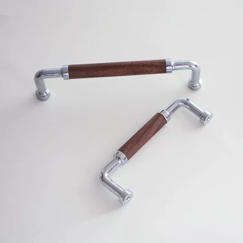 Furniture Hardware Accessories 96mm/128mm Walnut Wood +Brass Handle Pull with Screws Kitchen Cabinet Cupboard Door Drawer Knobs