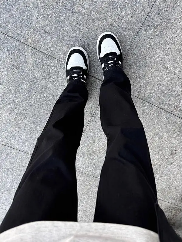 

Bla Slimming Straight Leg Jeans Men's Bend Knife Long Leg Micro Flare Pants American High Street Vibe Sle Cotton Polyeste...