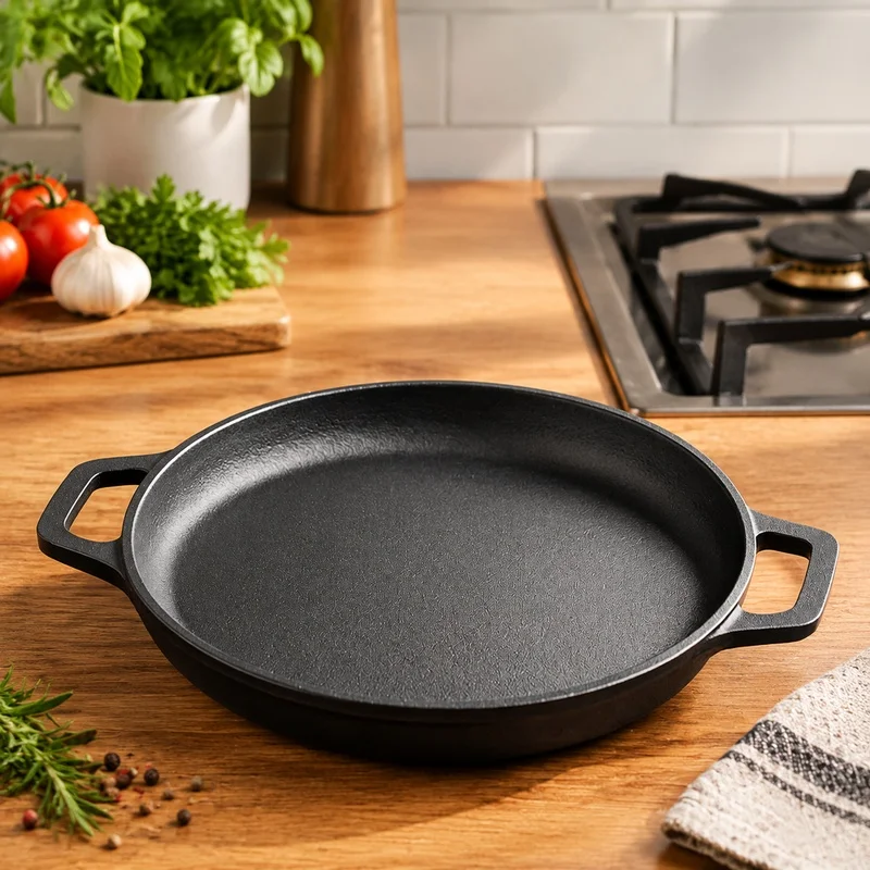 Heavy-Duty Cast Iron Frying Pan with Non-Stick Surface, Ideal for Pancakes, Steaks, Eggs, and Veggies, Perfect for Indoor and