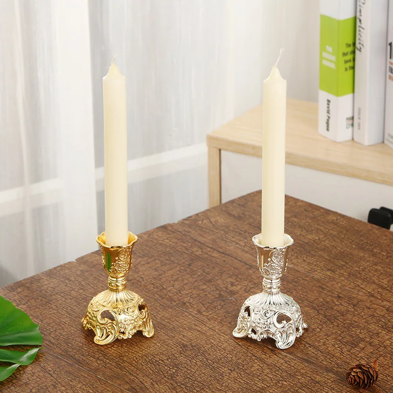 

New European Retro Alloy Single Head Candlestick Decoration Luxury Hotel Romantic Wedding Props Candle Holder Golden Home