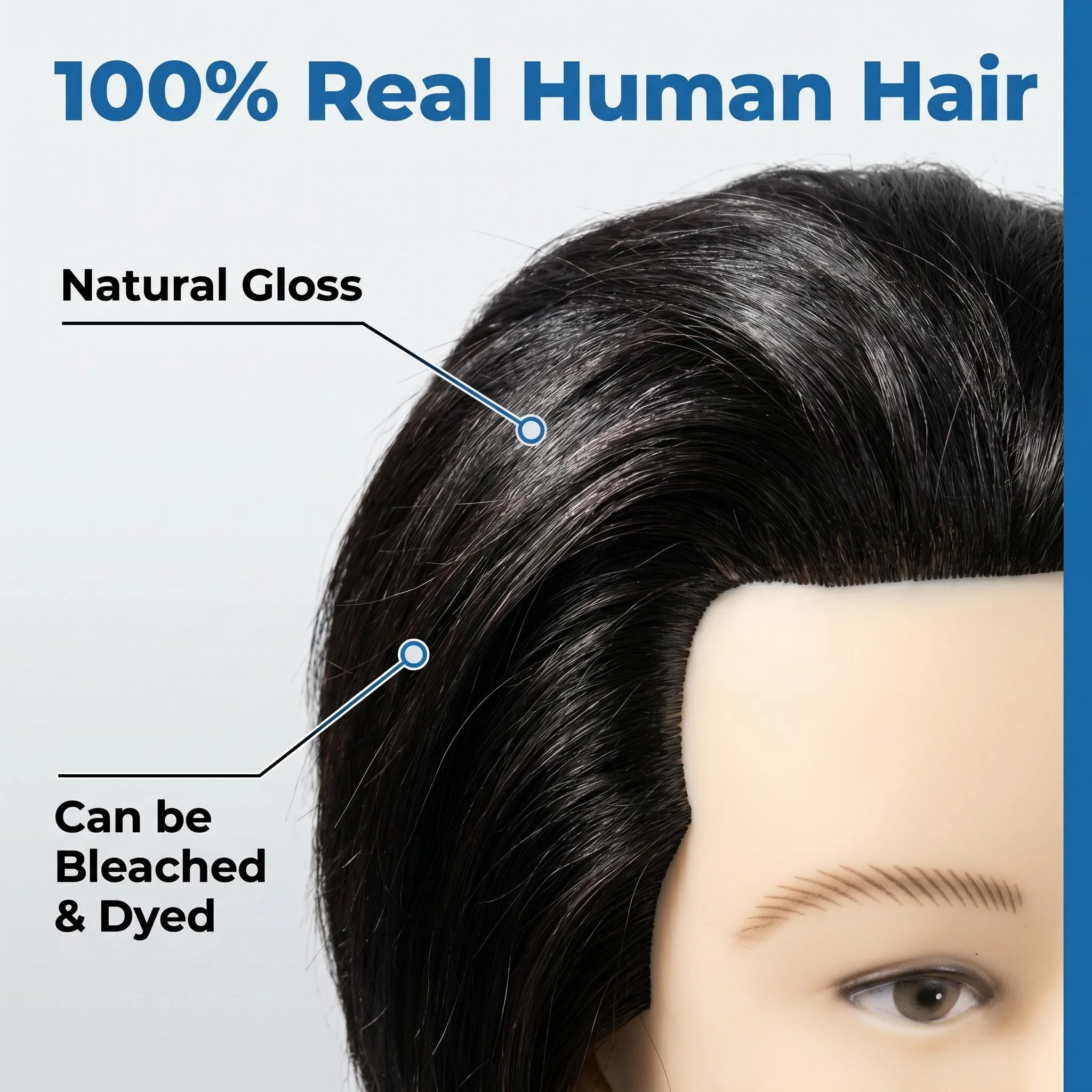8-inch Mannequin Head: All-purpose Male Haircutting Practice Head with Real Human Hair. Made from Real Human Hair, It Is Suitabl