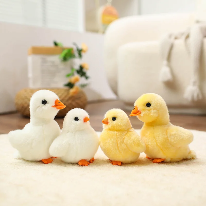 Kawaii Fluffly Little Duck Plush Toys Soft Stuffed Animals Lifelike Cartoon Chick Dolls Baby Sleeping Pillow for Girls Kids Gift