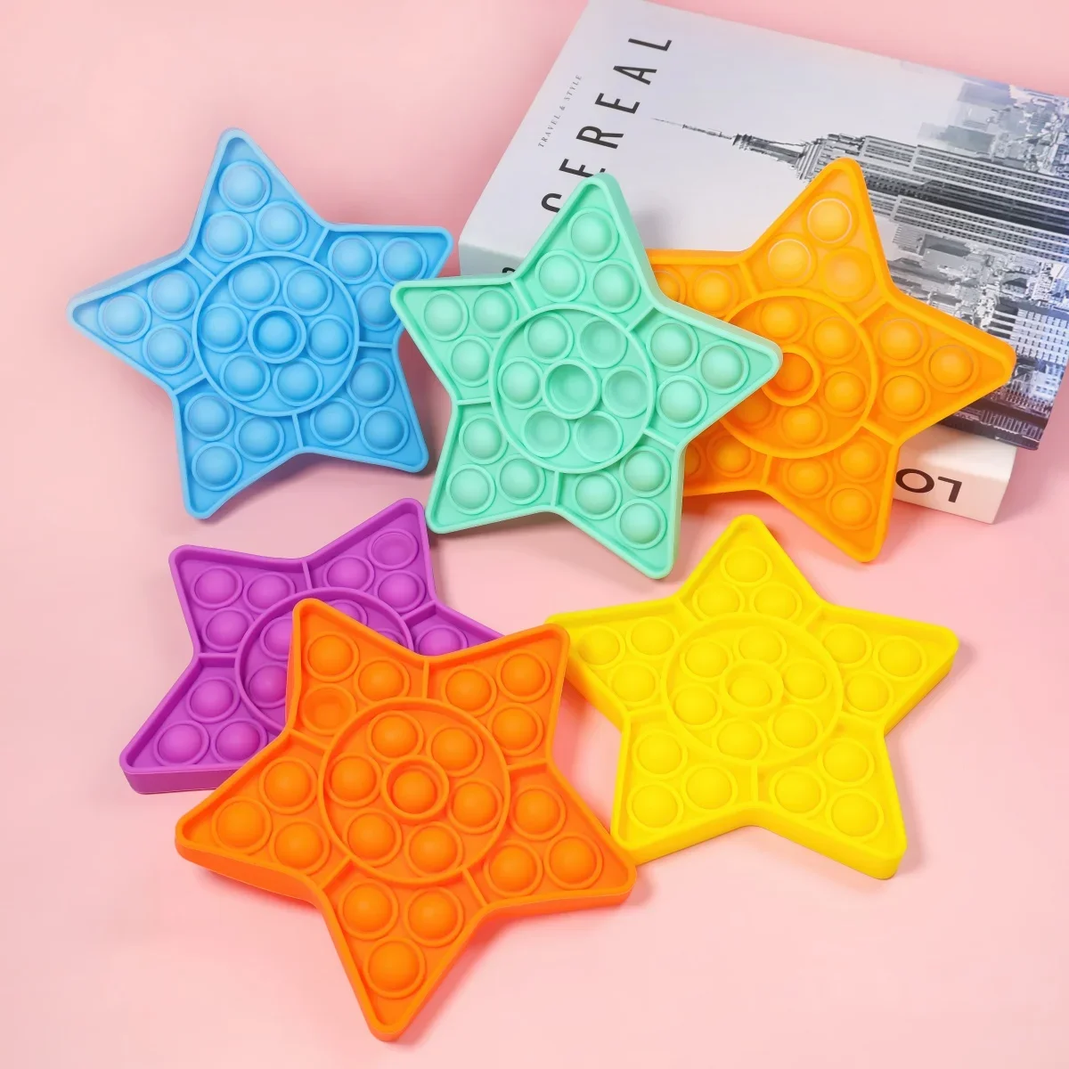 1 قطعة لعبة تململ متعددة الحسية تصميم فقاعة بوبر ستار المحمولة الهدوء لتخفيف التوتر والقلق للأطفال البالغين (لون عشوائي) #1