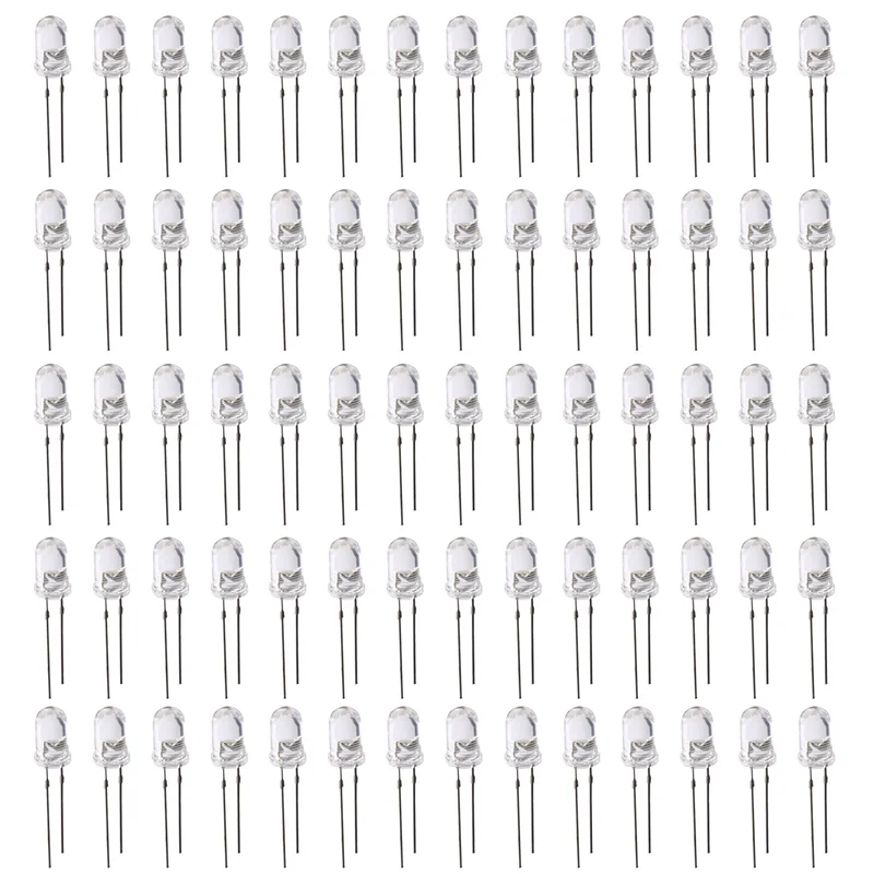 

B17B LED Bright Light Lamp Emitting Diode, 70 Piece, DC 3V-6V, 5 Mm, White