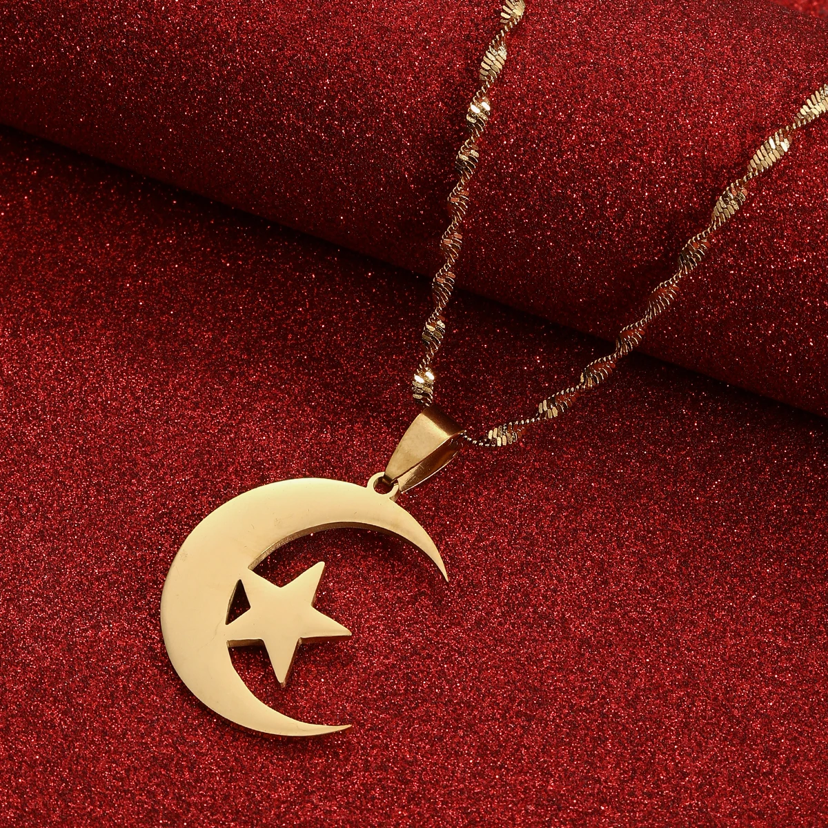 Stainless Steel Islamic Symbol Men Women Islam Muslim Jewelry