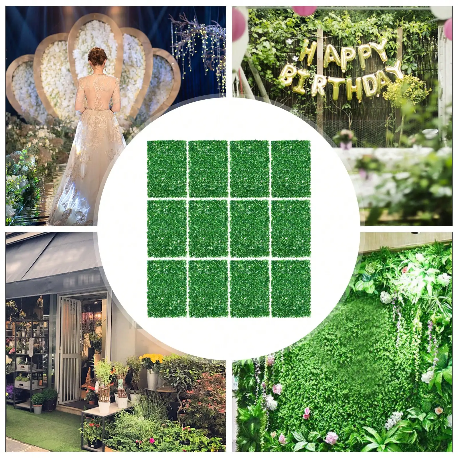

12Pcs Artificial Plant Boxwood Mat Fence Hedge Wall Fake Grass Floral Decor