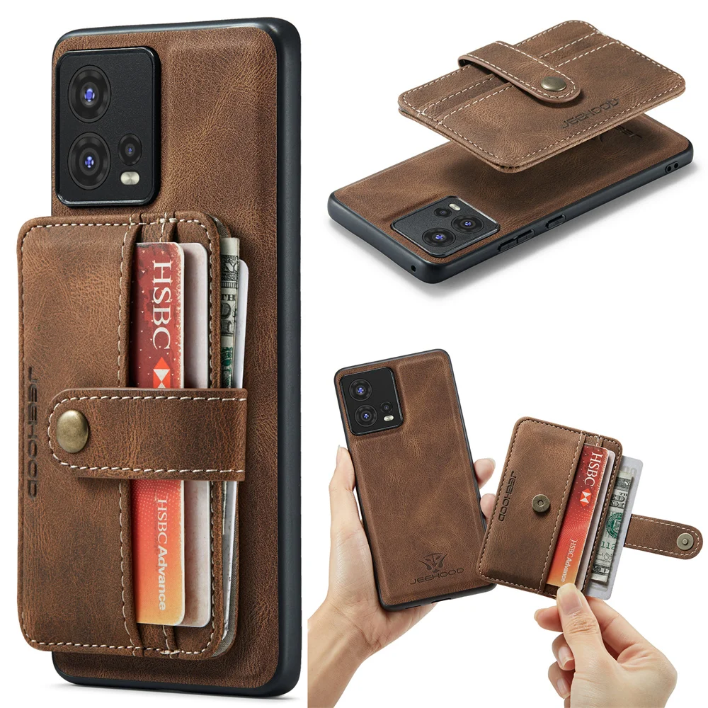 

JEEHOOD 2 in 1 Detachable Card Bag Wallet Case for MOTO S30 X30 Pro Edge 30 Ultra Magnetic Clasp Business Leather Case Phone Bag