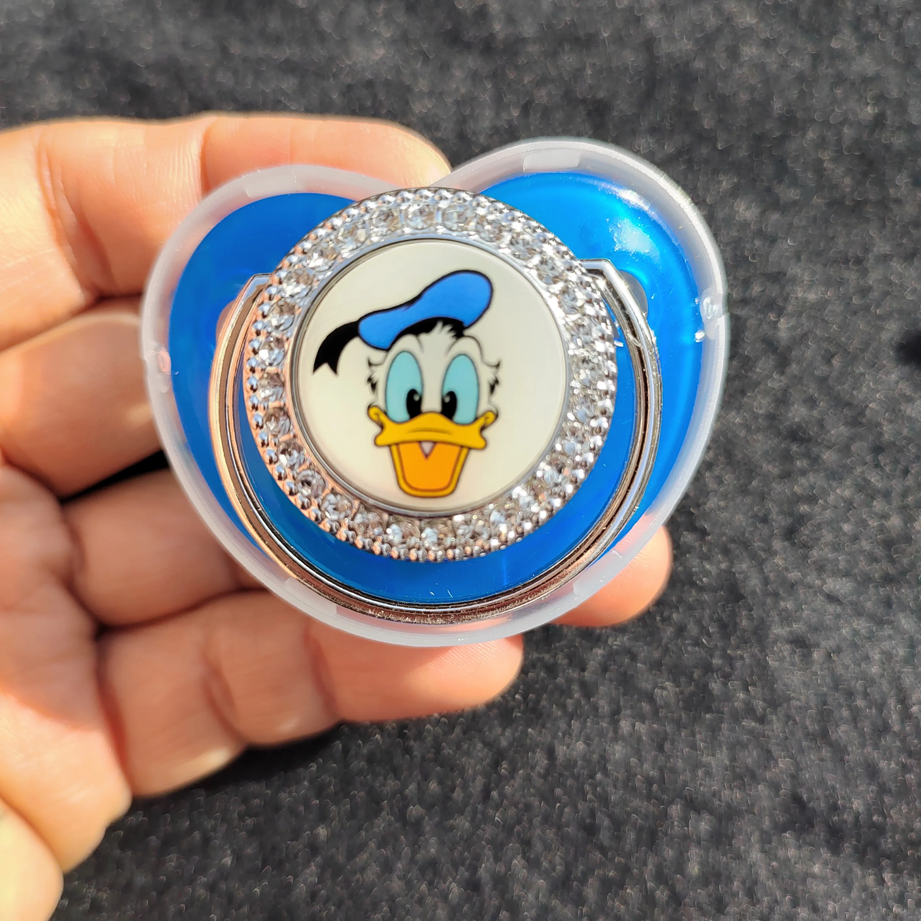 Animal impressão bebê chupeta com pato donald personalizado clipe de corrente recém nascido bpa livre luxo bling chupeta silicone manequim chupeta