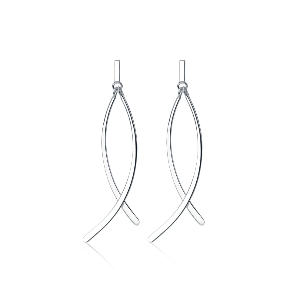 Modian New Classic Geometric Cross Line Dangle Earring for Women Authentic Sterling Silver 925 Drop Earring Fine Jewelry Gift