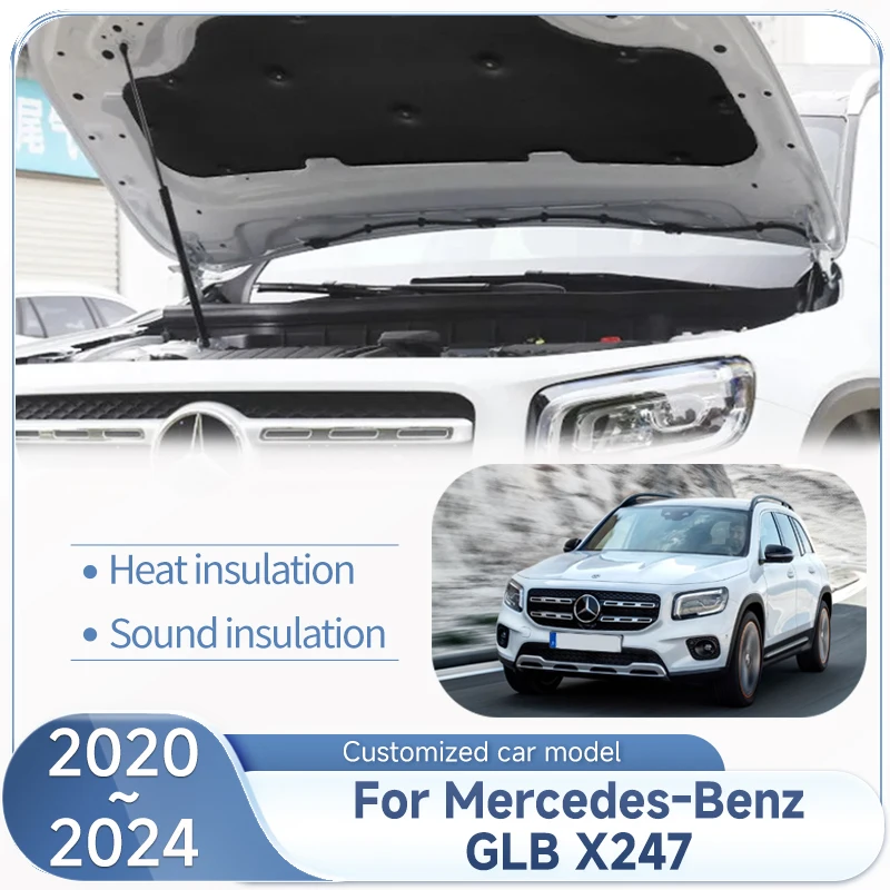 Car Sound Insulation Mat For Mercedes-Benz GLB X247 2020 2021 2022 2023 2024 Hood Engine Insulation Cotton Cover Auto Accessorie