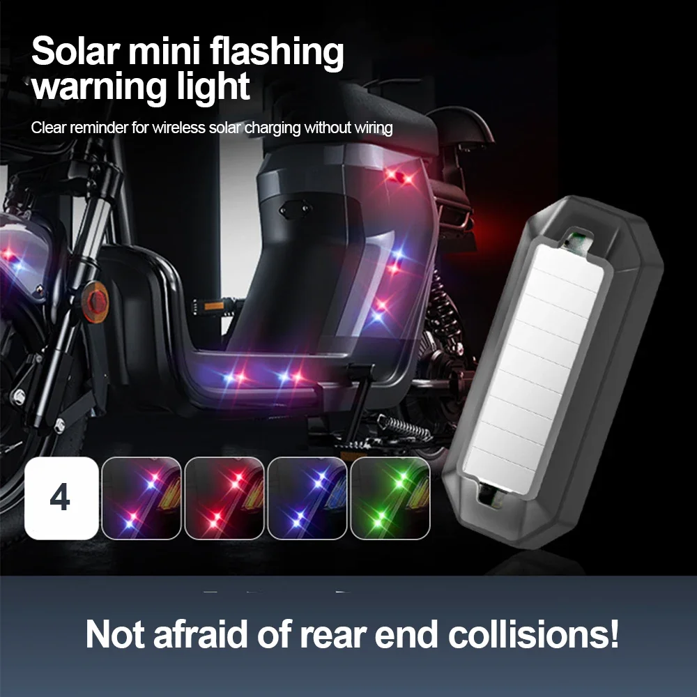 Car Mini Warning Light Solar Powered Strobe WarningLight Anti Rear End Collision No Wiring Required ElectricVehicle Motorcycle