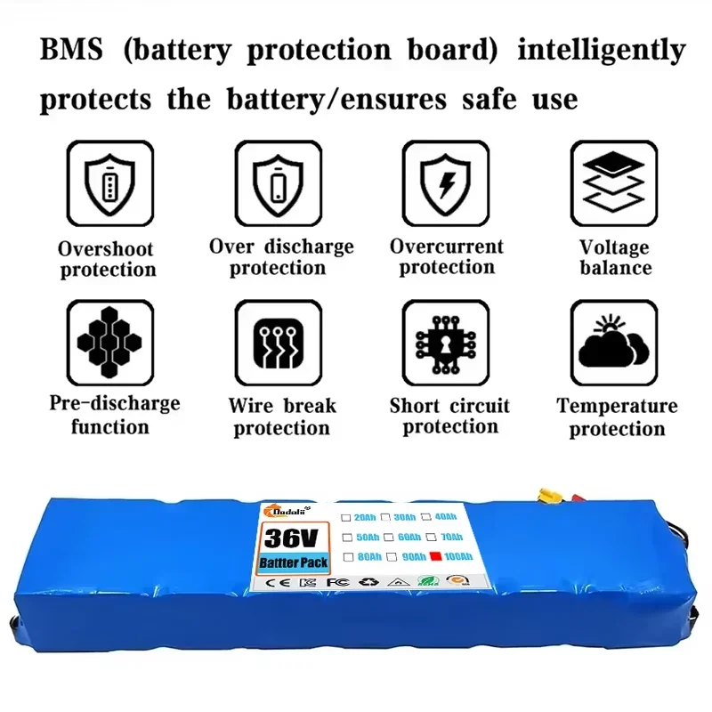 36V 100Ah 10S3P Li-ion Battery Pack - for M365 Electric Scooters, High Capacity & Rechargeable, 18650 Cells