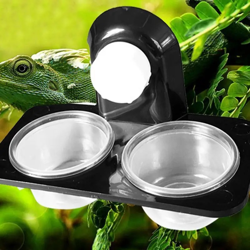 Reptile Feeders Feeding Bowl for Geckos Reptile Food Bowls and Water Dish for Lizard Small Pets Feeder Ledge Accessories