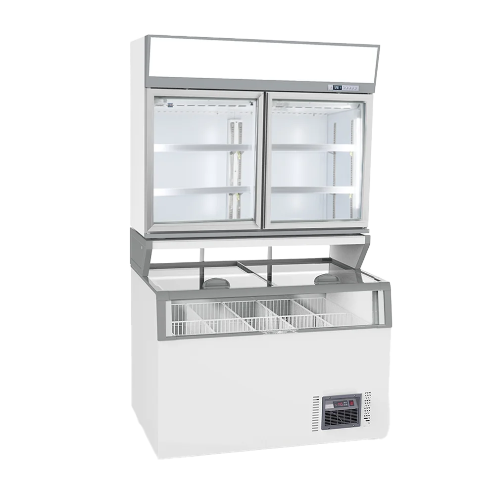 North America Supermarket Combi Freezer Overhead Freezer Cabinet Open Top Island Display Fridge