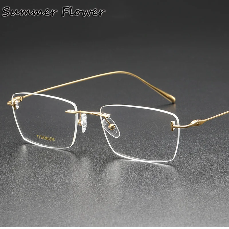 Ultra Light Frameless Eyeglasses Women 2.0 Optical Myopia Prescription Designer Rimless Glasses for Men