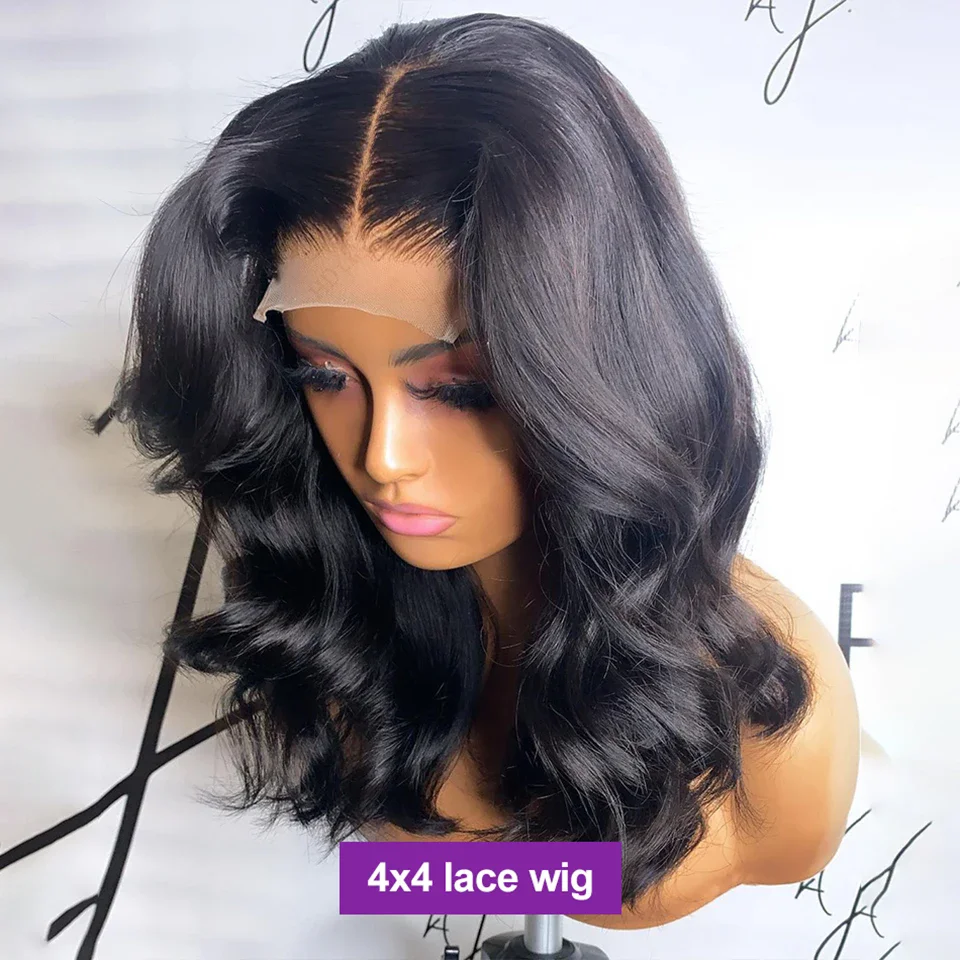 

8-16Inch Body Wave Short Bob Wigs 13X4 Transparent Lace Frontal Human Hair Wig Wavy Brazilian 4x4 Lace Closure Wig For Women