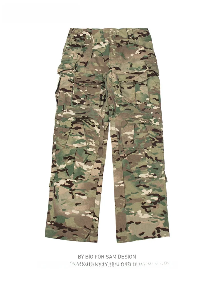 

American Retro Camouflage Work Pants Men's Outdoor Tactical Sports Long Trousers Multiple Pockets Breathable Cotton Polyester