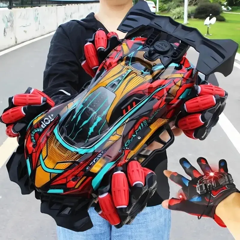 F1 Drift RC Car With Led Lights Music 2.4G Glove Gest Radio Remote Control Spray Stunt Car 4WD Electric Children Toys