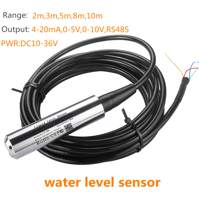 

Hydrostatic Level Sensor Water Level Measurement 4-20mA rs485 Output 3m 5m 10m Range Level Transmitter