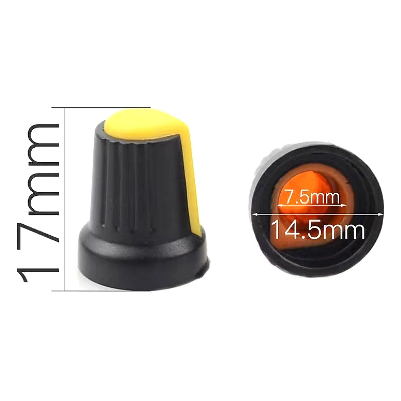 25pcs 5color WH148 potentiometer knob cap(copper core) 15X17mm 6mm Shaft Hole AG2 Yellow Orange Blue White Red 5color*5PCS=25PCS