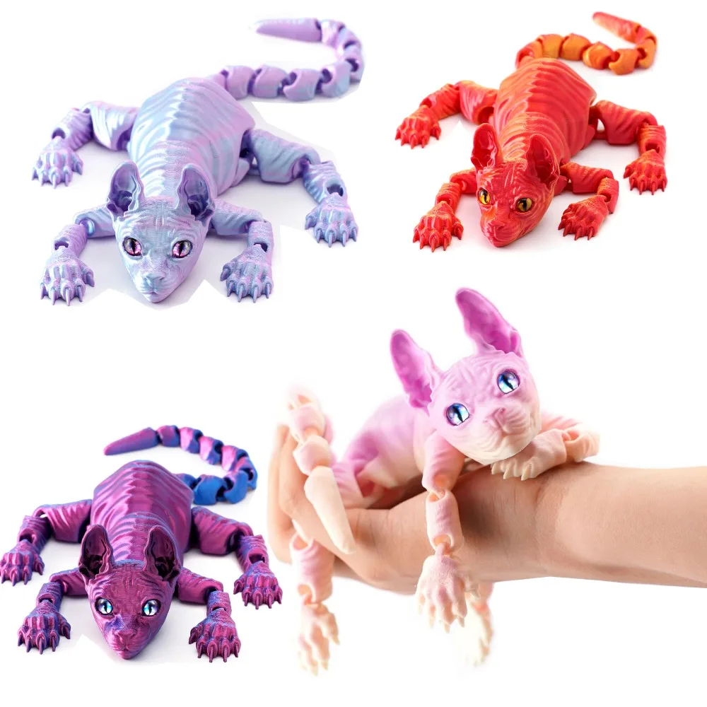 3D печатный сфинкс кошка животные игрушка реалистичная безволосная фигурка шарнирная игрушка-кошка для любителей кошек коллекционер украшение дома