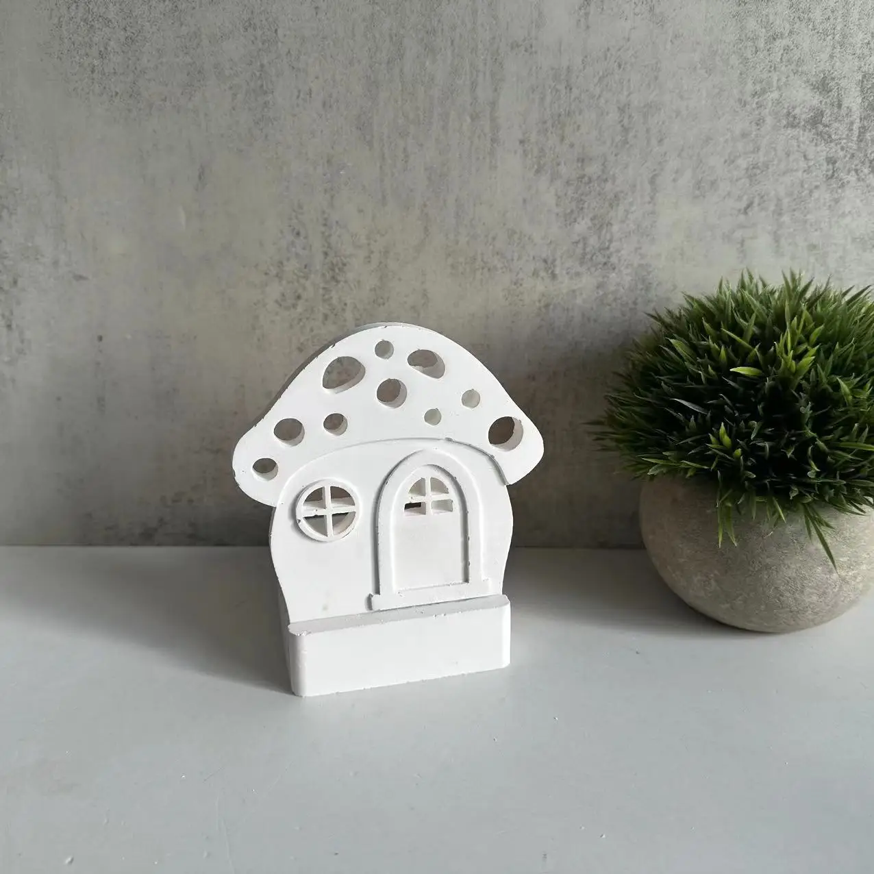 Mushroom House Candle Holder Silicone Mold DIY Handmade Houses Plaster Concrete Resin Candlestick Craft Casting Molds Home Decor