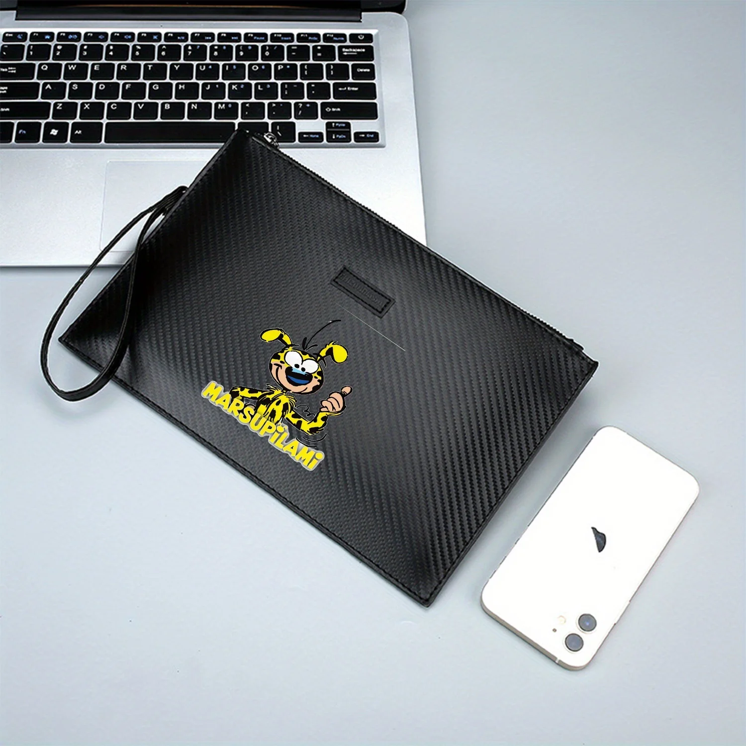 Happy yellow animal thumbs up Elegant Printed PU Men's Handbag Fashionable and Practical for Everyday Carry