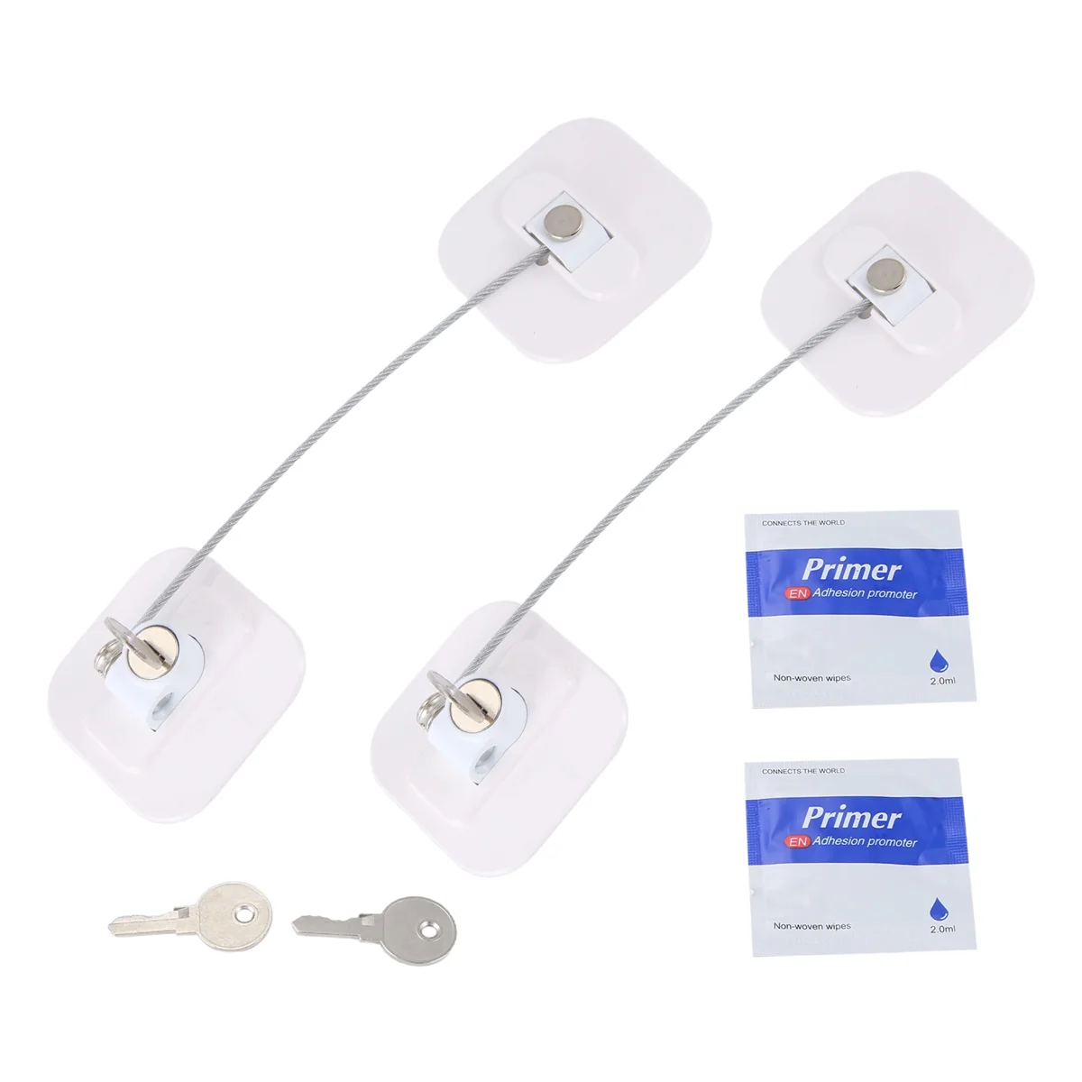 Cerradura para refrigerador, cerradura para mini frigorífico con llave para adultos, cerradura para frigorífico, puerta de gabinete (paquete de 2 blancos)