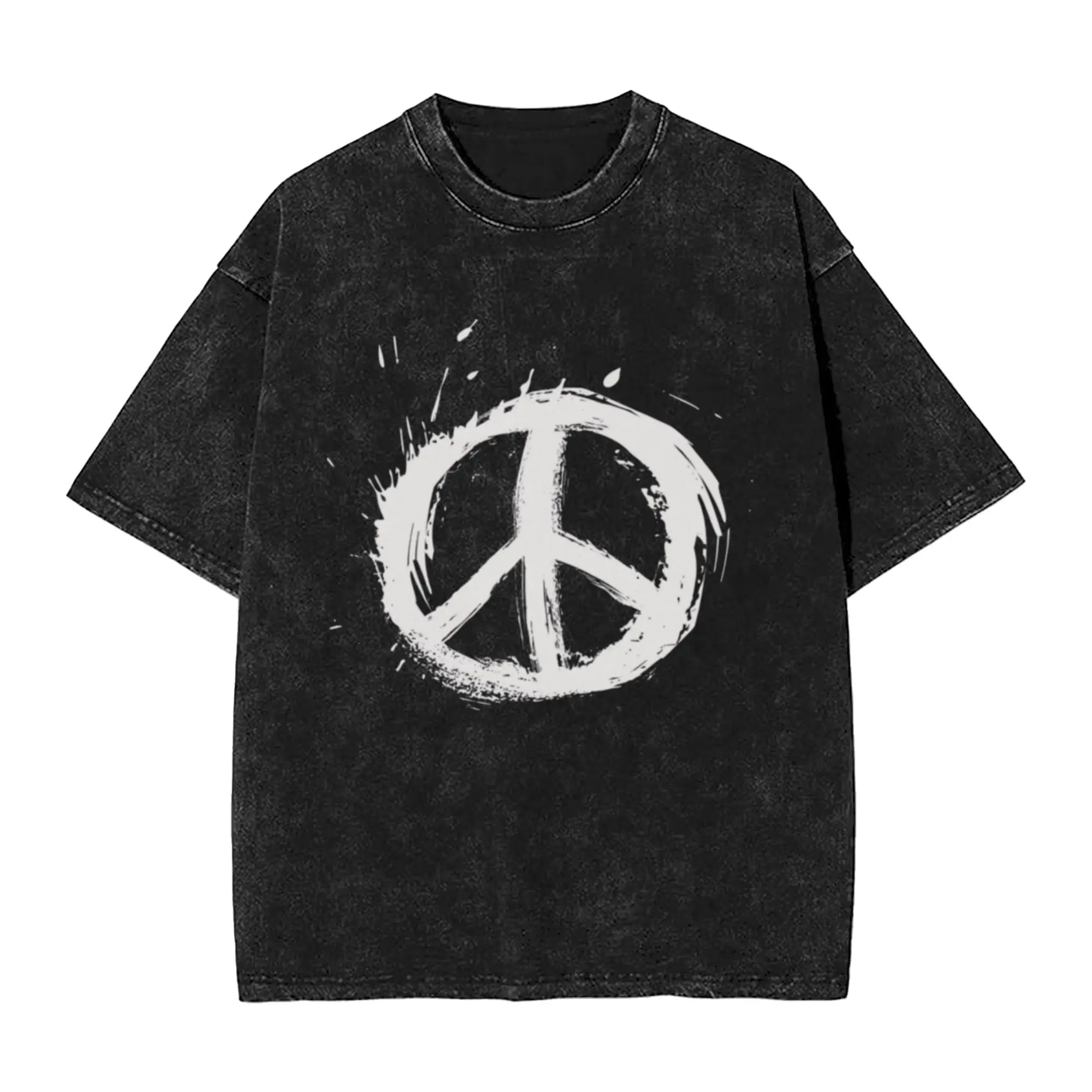 Peace Sign Grunge Hippie Graffiti Symbol Classic Chic A Washed T Shirt Men's Women's Oversized Cotton Tees Tops