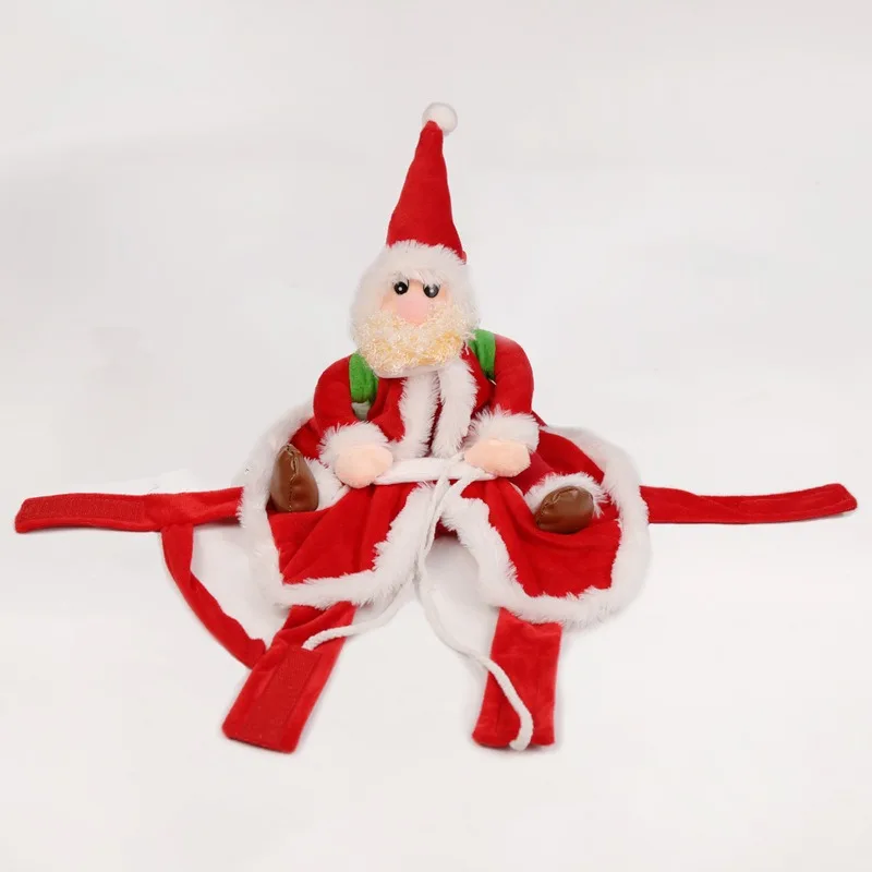 

Christmas Dog Costume Funny Santa Rider Pet Outfit Plush Doll On Back Adjustable Straps Soft Warm Washable For Small Medium Dog
