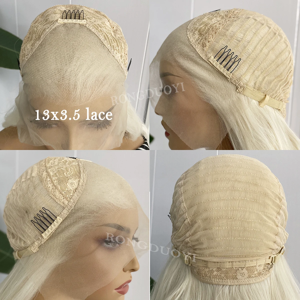 AIMEYA Platinum Blonde Long Natural Wave Wig Natural Hairline Daily Use Wig Synthetic Lace Front Wig Platinum Lace Hair Cosplay image 6