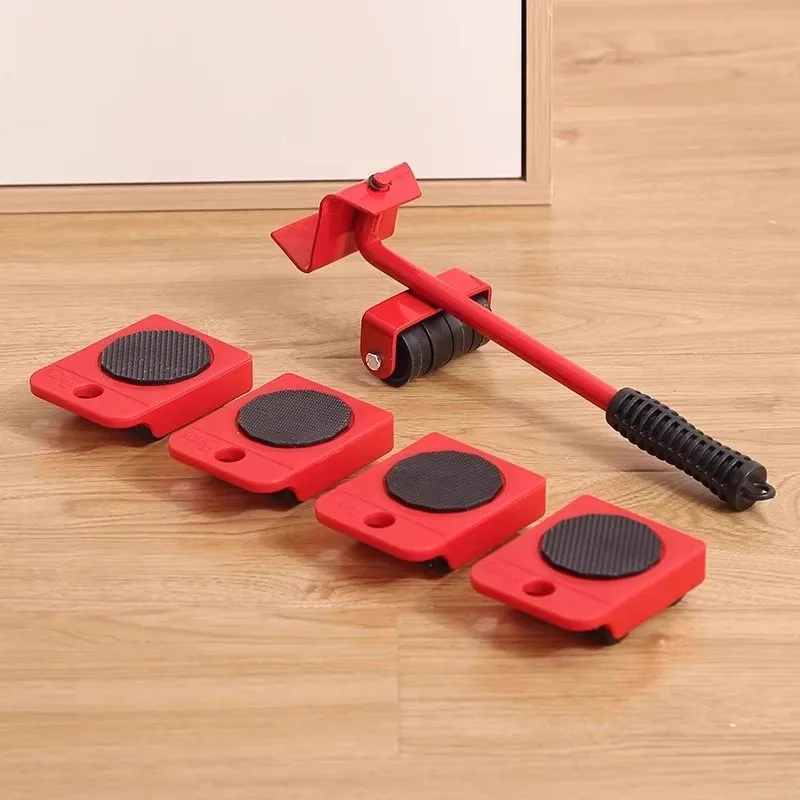 Furniture Moving Transport Roller Set Removal Lifting Moving Tool Set Wheel Bar Mover Moving Heavy Stuffs Device Hand Tool