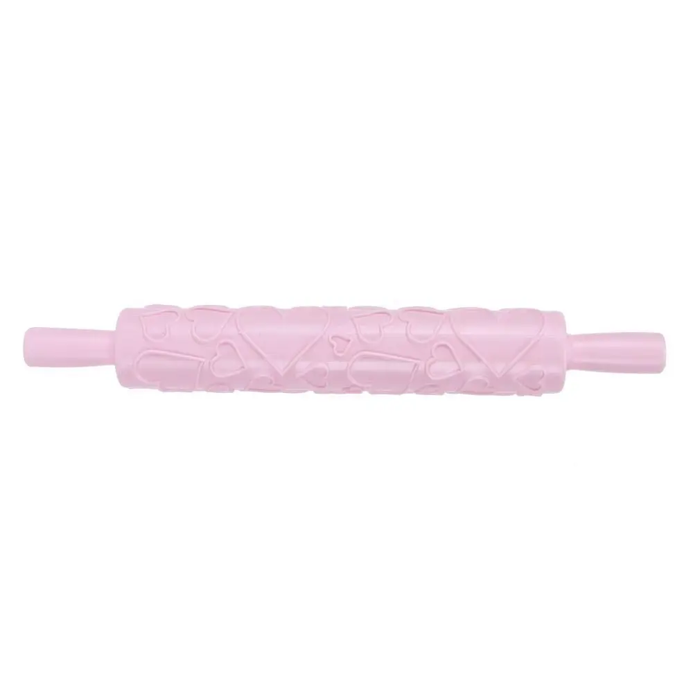 Rodillo de Plástico para Fondant con Diseño en Relieve para Galletas, Bizcochos, Repostería y Decoración de Pasteles - Rosa
