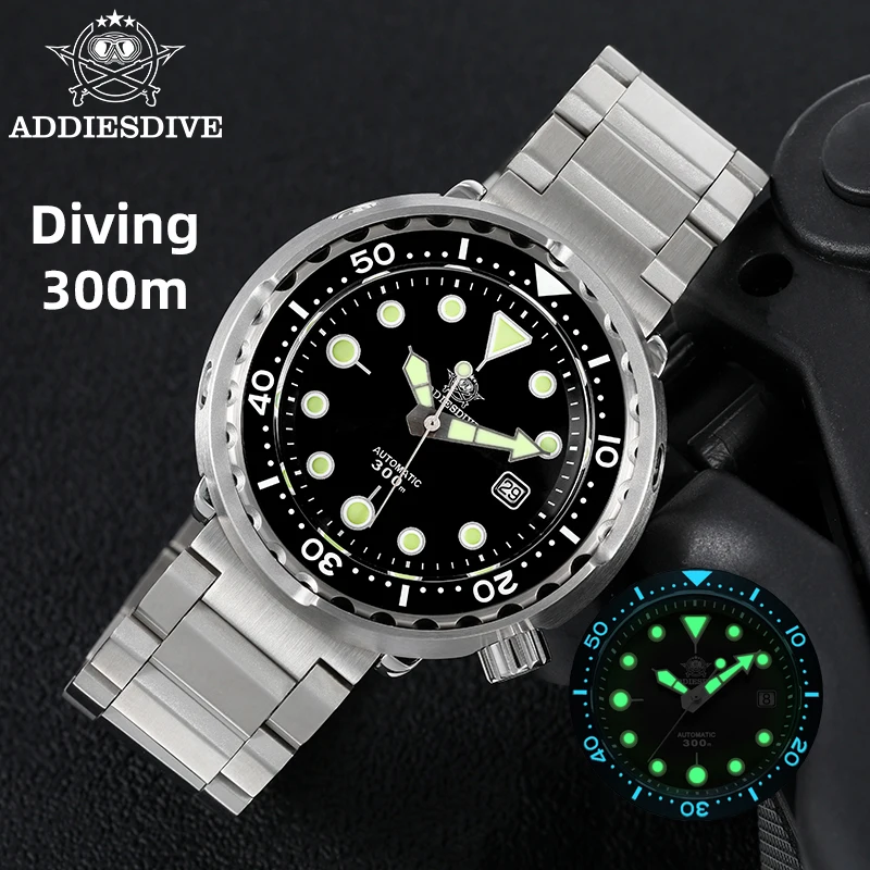 

ADDIESDIVE Часы для дайвинга 300 м Водонепроницаемые сапфировое стекло Япония NH35/8215 Автоматические C3 Светящиеся 41 мм Мужские роскошные механические часы