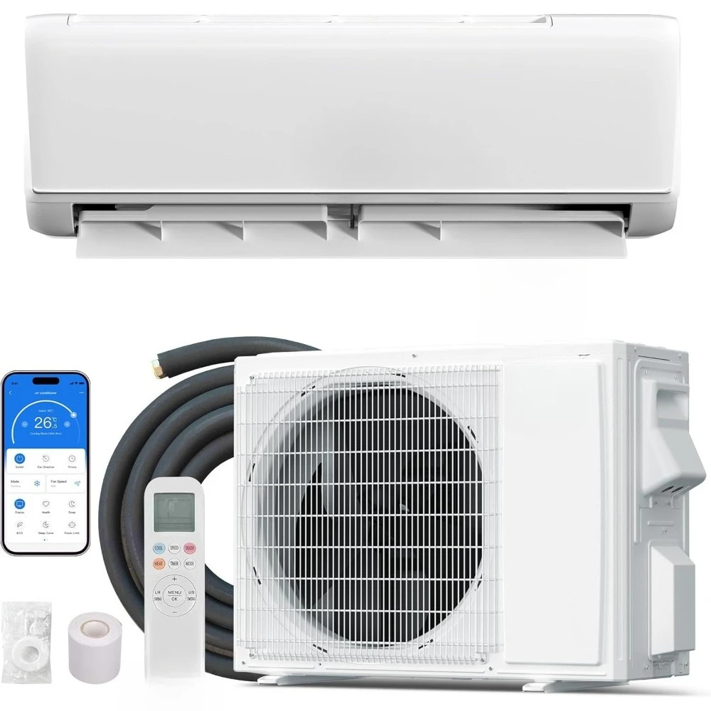 Garvee 18000 BTU Mini Split AC Heat Pump 208/230V 19 SEER2, WiFi APP Alexa Control Ultra-Quiet 1250Sq.ft Cooling Heating, Custom