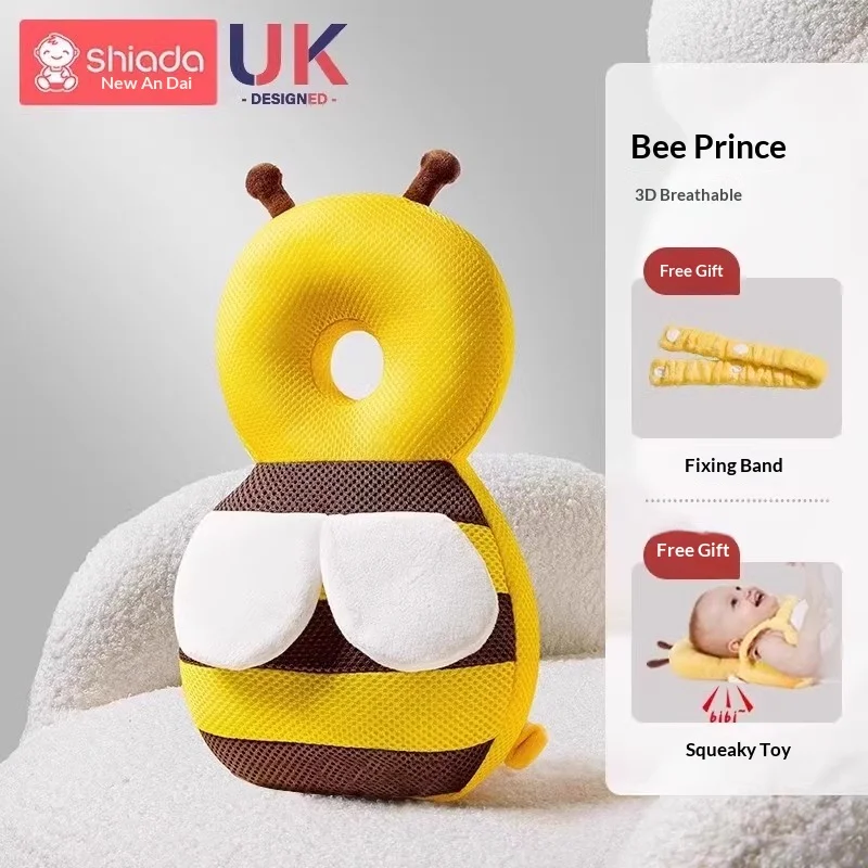 

Shiada Baby Anti Fall Head Protector 3D Breathable Bee Shaped Safety Pillow For Infant Toddler Learning To Walk With Fixed Strap