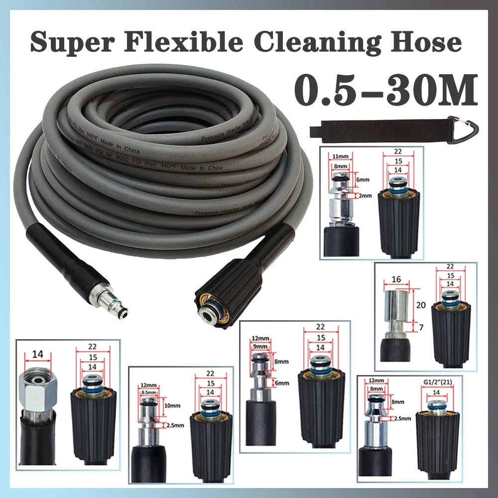 Car Washer Water Cleaning Hose Water Hose High Pressure Washer Hose Pipe Cord Super Flexible Kink Resistant Power