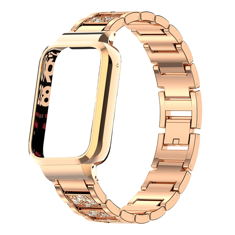 Pulseira caso protetor para xiaomi banda inteligente 9 pro diamante pulseira para xiaomi mi banda 9pro pulseira de metal capa protetora quadro