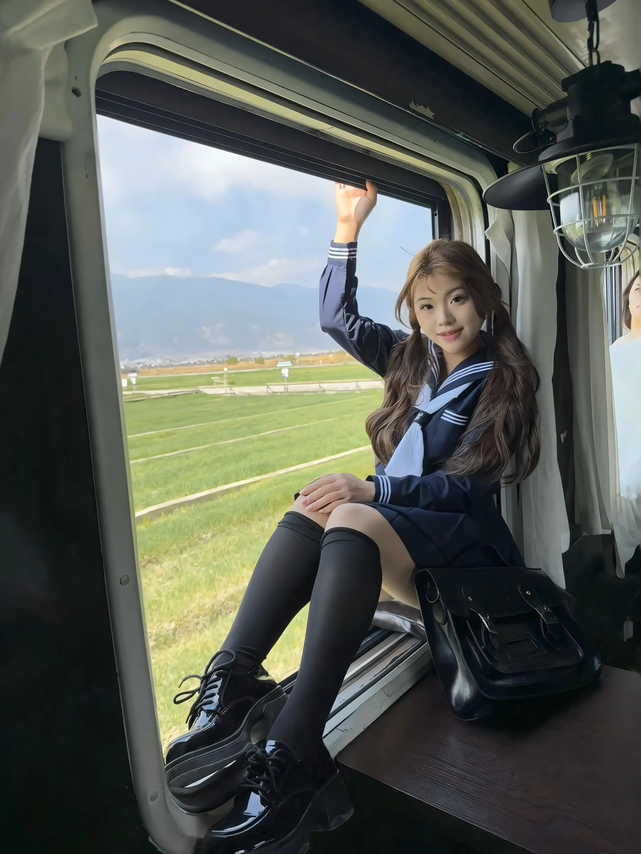 

Original JK orm Tsukiio Tee Books Sailor Suit Top Long Sve Women's Sle Student Class orm School orm Set