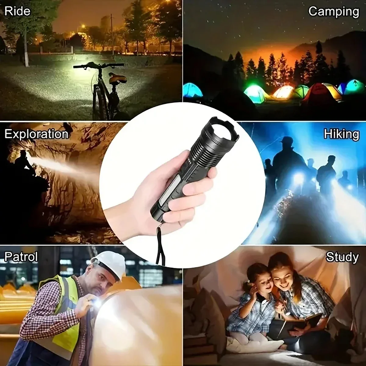 

1pc-Festival Gift Flashlight - Dual Color COB Lighting (White/Warm) for Christmas/Camping/Emergency Use