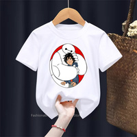 Big Hero 6 Hits Summer! Cute Baymax Prints on Disney's New Fashion O-neck T-shirts Elastic Stylish for Boys and Girls' Children