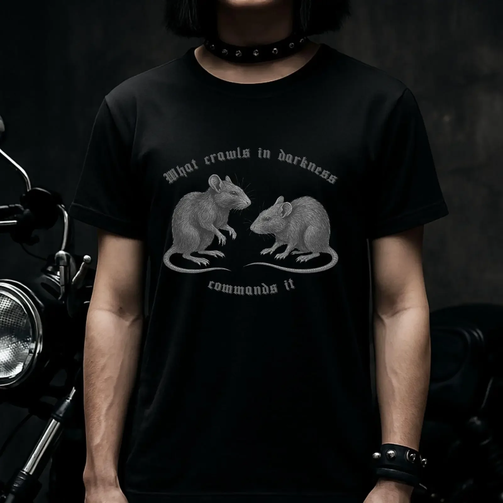 Gothic Rat T Shirt What Crawls in Darkness Commands It Dark Vintage  vintage Washed fashion Stylish Soft graphic Breathable